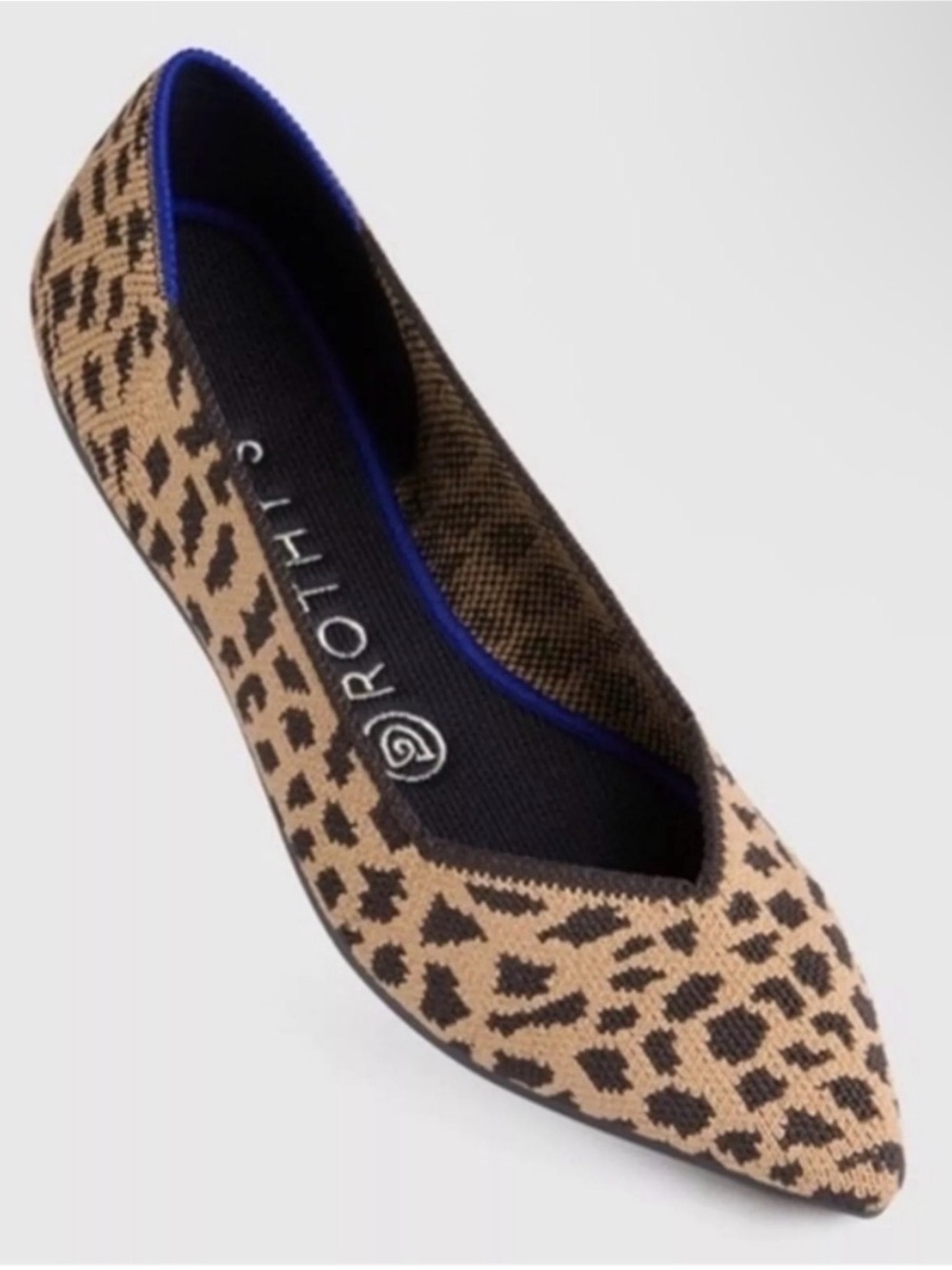 Rothy's Leopard Pointed Toe Flat - Brown/Black Size 9 NWT